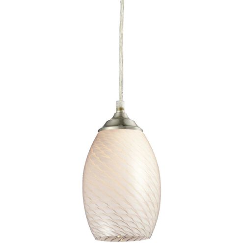 Jazz 1 Light 5 inch Brushed Nickel Pendant Ceiling Light in White