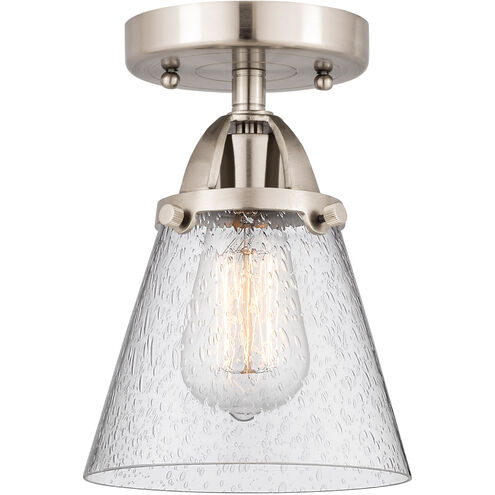 Nouveau 2 Small Cone LED 6.25 inch Brushed Satin Nickel Semi-Flush Mount Ceiling Light in Seedy Glass