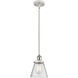 Ballston Small Cone 1 Light 6 inch White and Polished Chrome Pendant Ceiling Light in Seedy Glass