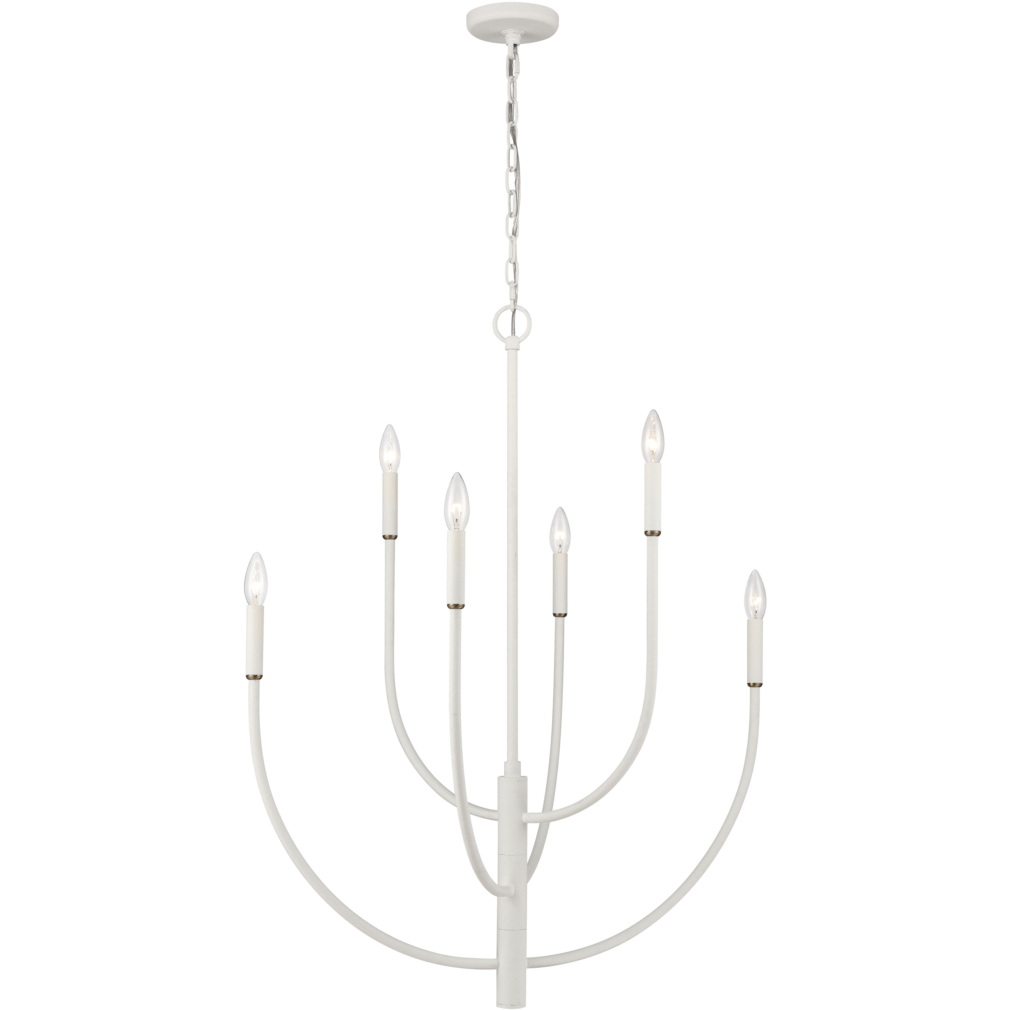 Continuance 6 Light 30 inch White Coral with Satin Brass Chandelier Ceiling Light