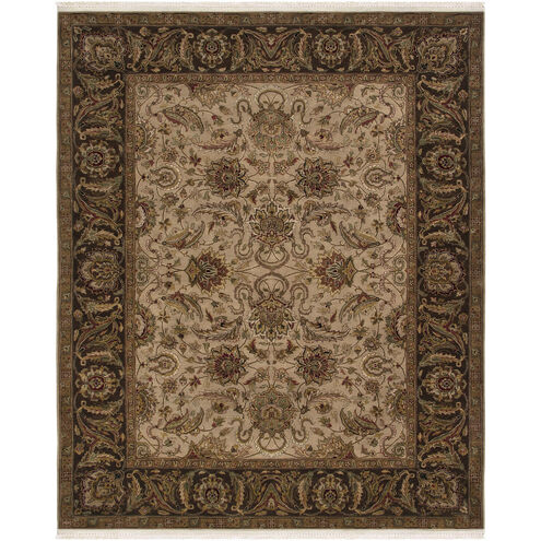Dinar 108 X 72 inch Cream / Olive / Tan / Dark Brown Handmade Rug