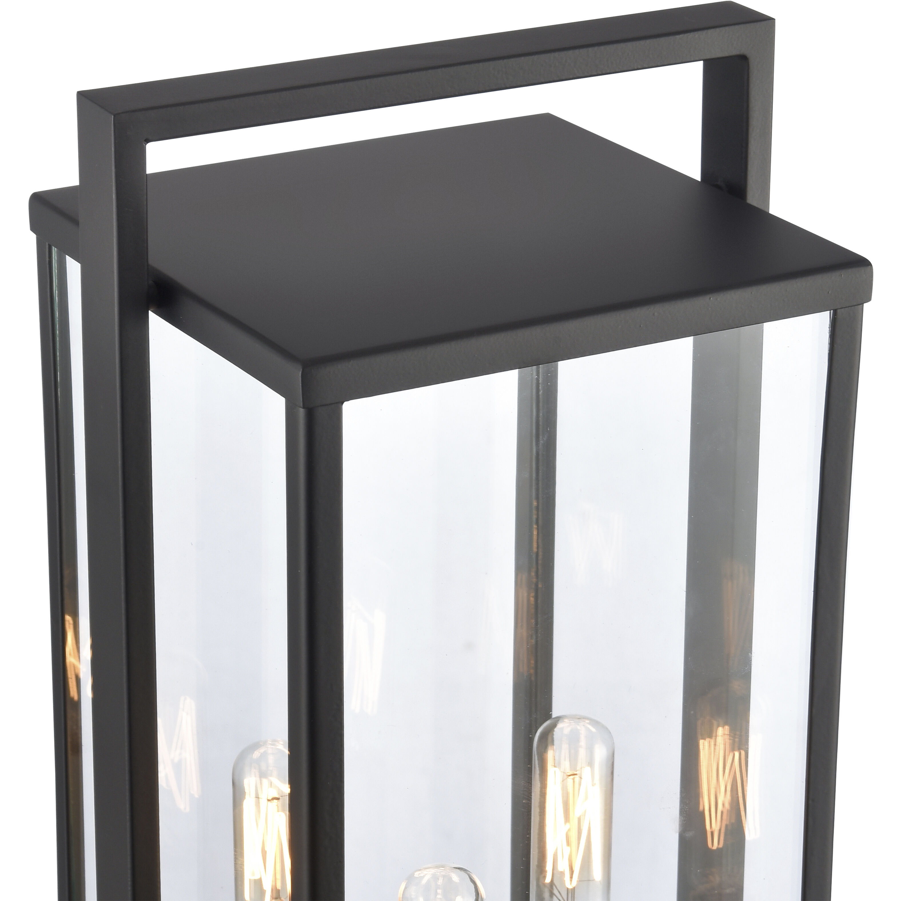 Gladwyn 3 Light 21.5 inch Matte Black with Off White Outdoor Post Light