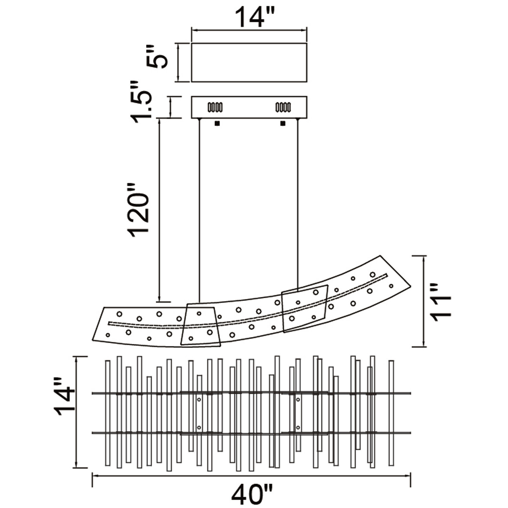 Gondola LED 40 inch Satin Gold Island/Pool Table Light Ceiling Light