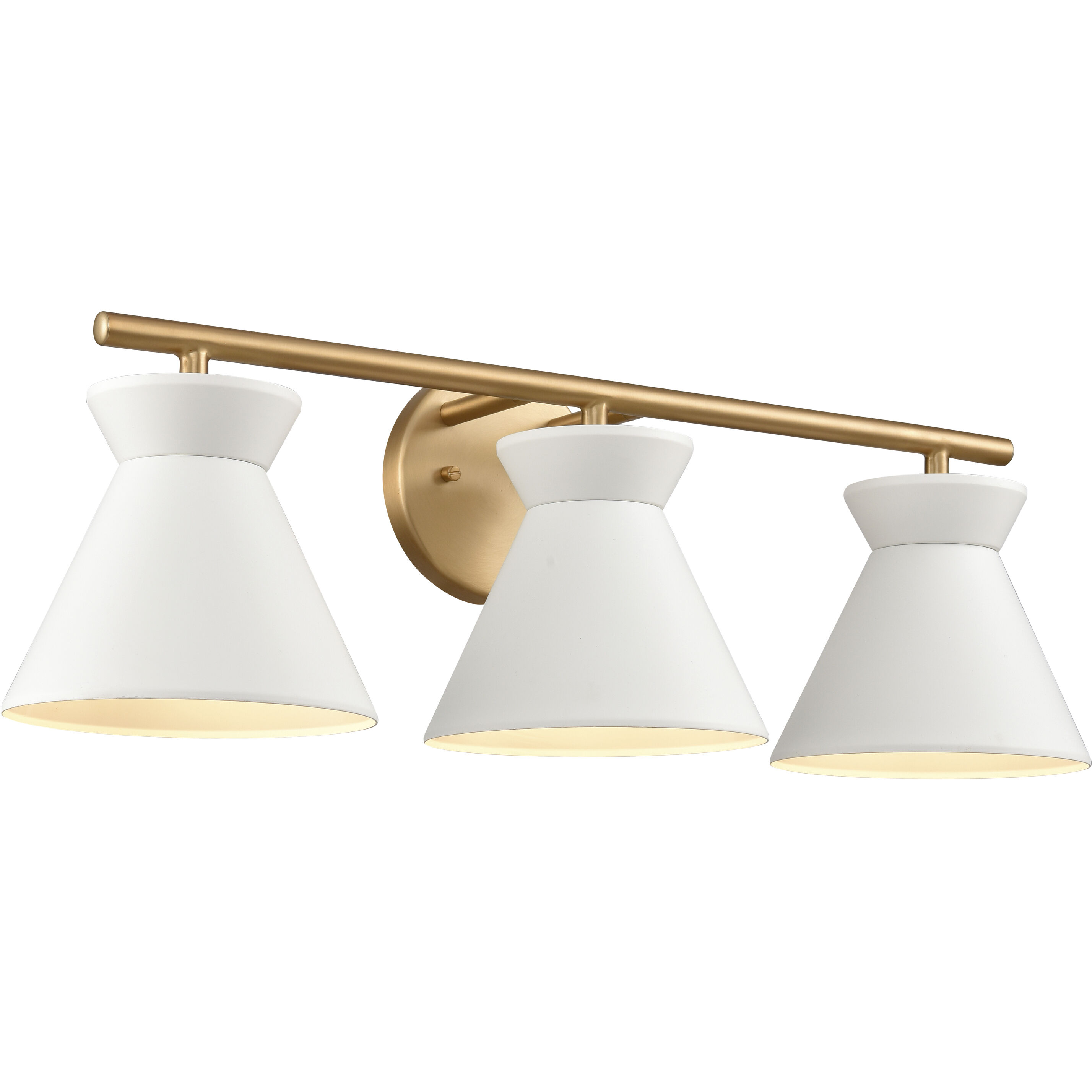 Forme 3 Light 25 inch White with Brushed Gold Vanity Light Wall Light