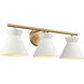 Forme 3 Light 25 inch White with Brushed Gold Vanity Light Wall Light