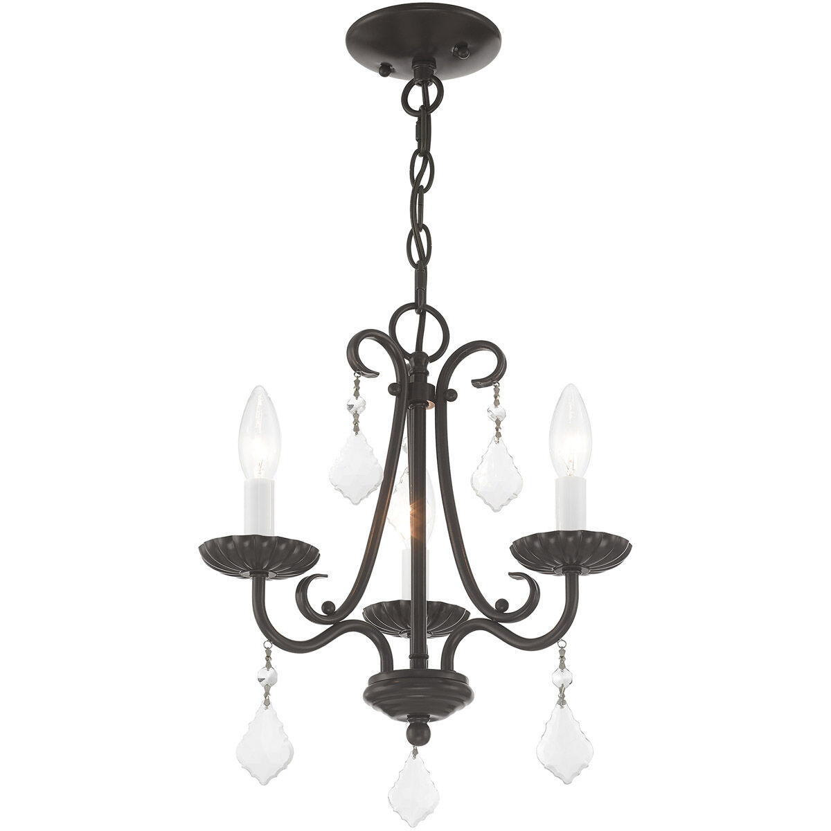 Daphne 3 Light 14 inch English Bronze Mini Chandelier Ceiling Light