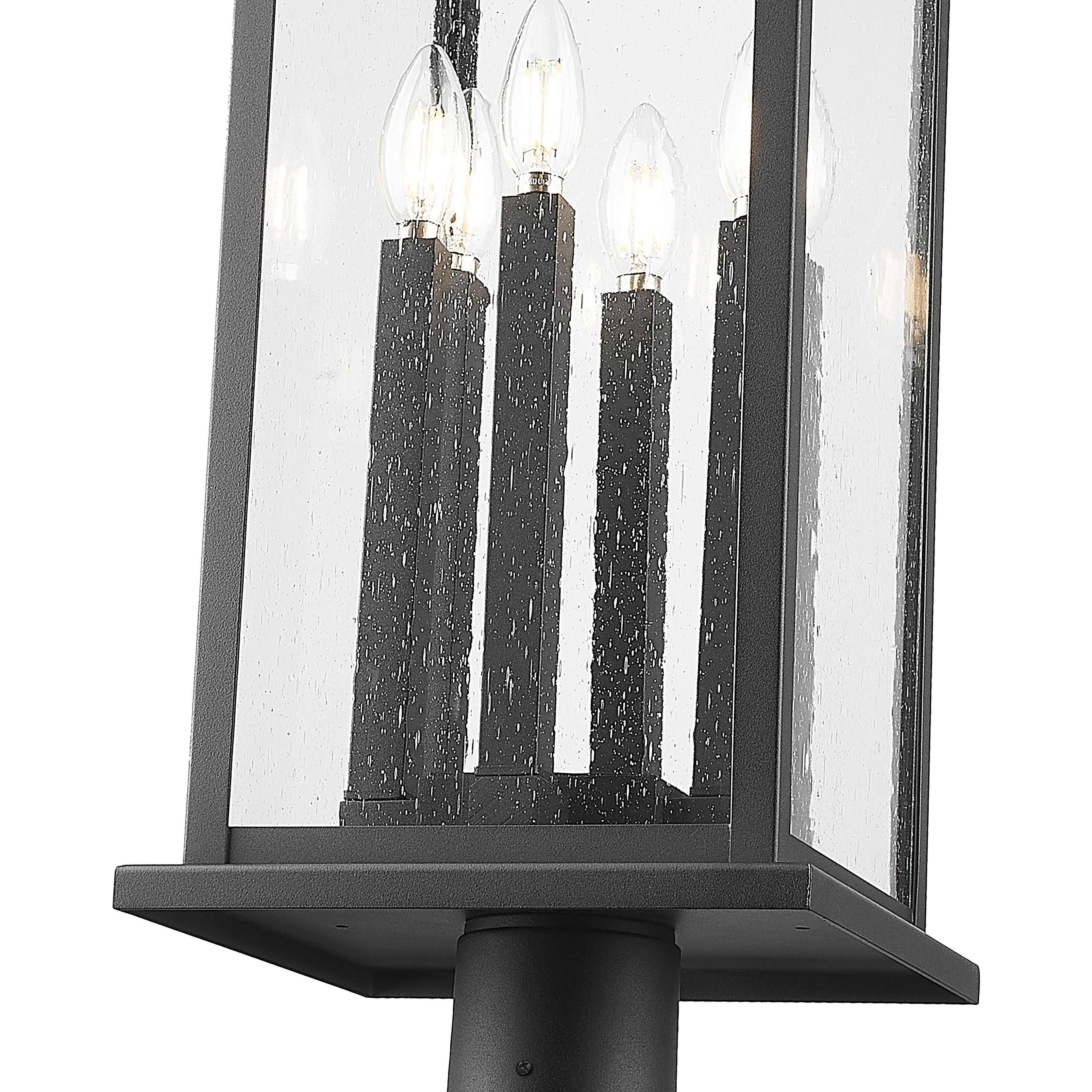 Tiberius 6 Light 116.75 inch Black Outdoor Post Mounted Fixture in Clear Seedy Glass