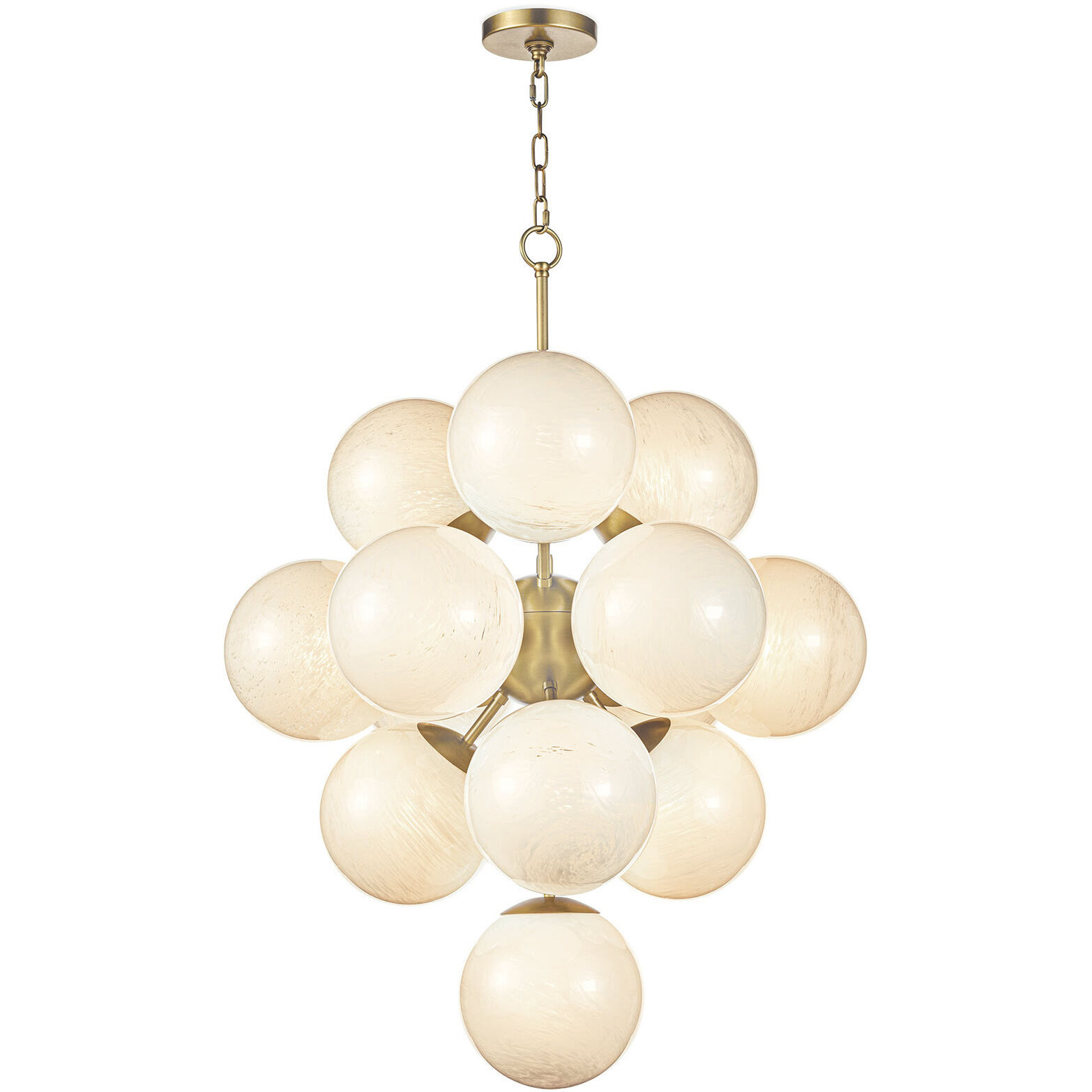 La Dame 13 Light 28 inch Natural Brass Chandelier Ceiling Light in Swirl Glass/Natural Brass