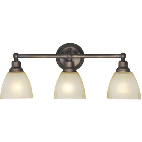 Bradley 3 Light 24 inch Bronze Vanity Light Wall Light in Light Tea-Stained Glass