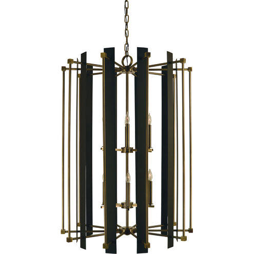 Louvre 12 Light 32 inch Antique Brass with Matte Black Foyer Chandelier Ceiling Light in Antique Brass/Matte Black