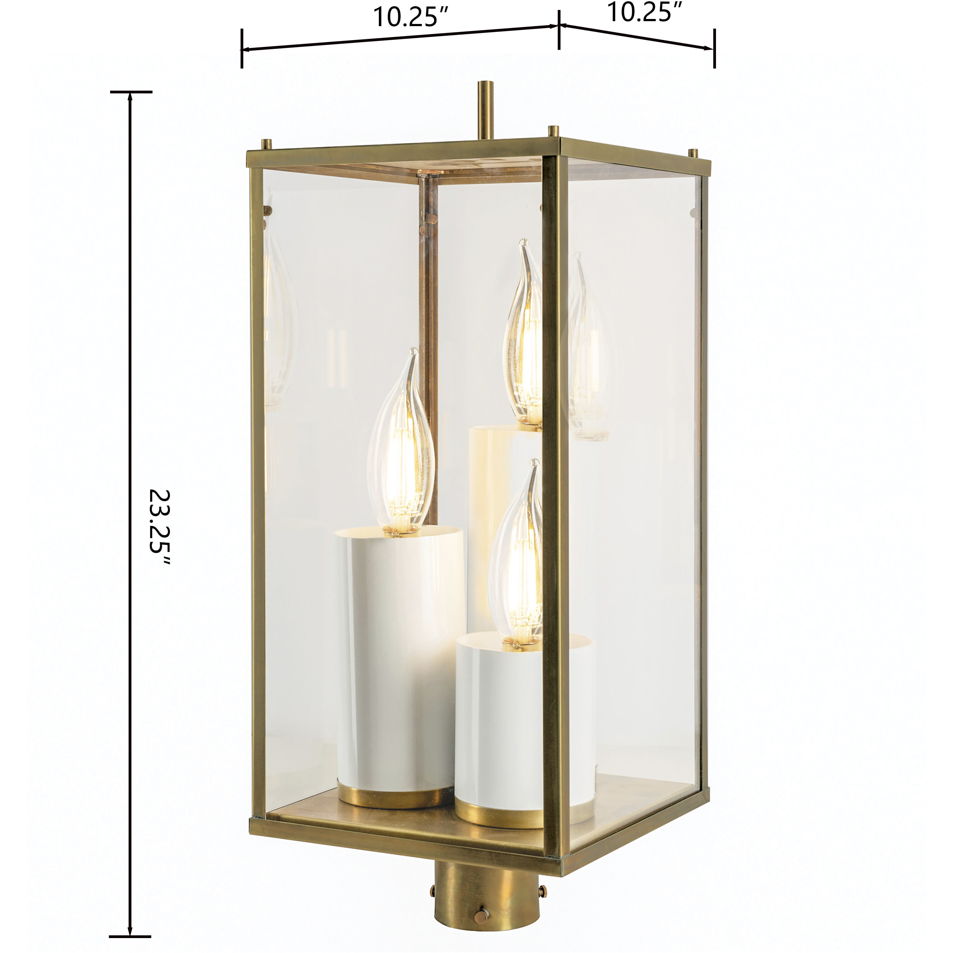 Back Bay 3 Light 23.25 inch Aged Brass Outdoor Post Light