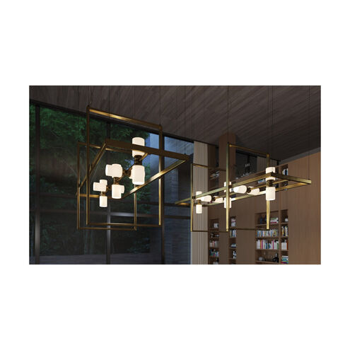 Sean Lavin ModernRail LED 48 inch Aged Brass Chandelier Ceiling Light in 24V Surface Canopy, Glass Cylinders, Integrated LED