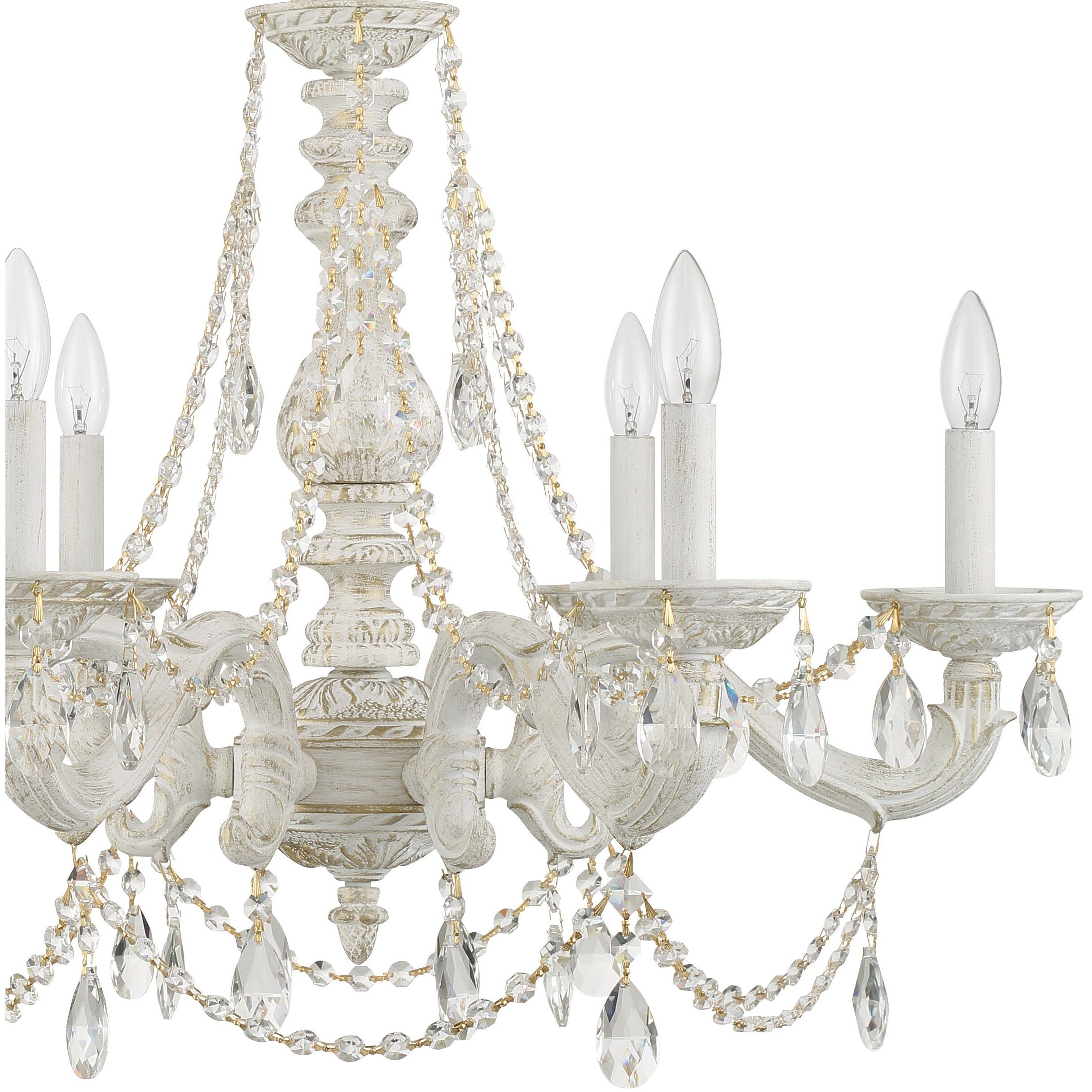 Paris Market 6 Light 28 inch Antique White Chandelier Ceiling Light in Clear Hand Cut
