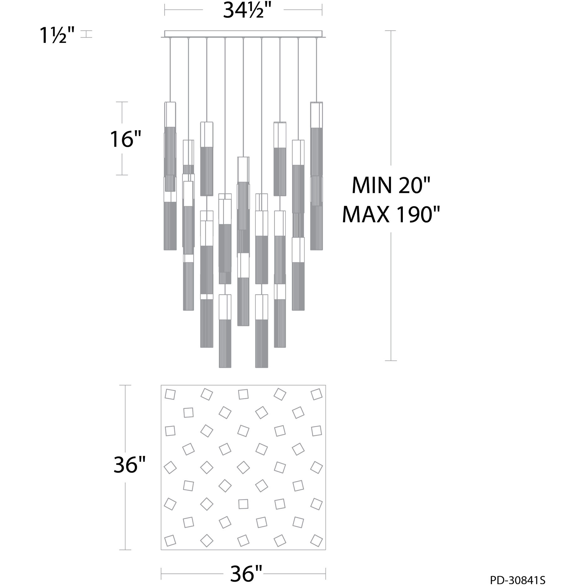 Cinema LED 36 inch Aged Brass Indoor Hanging Lighting Ceiling Light