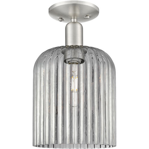 Downtown Urban Bridal Veil 1 Light 8 inch Brushed Satin Nickel Semi-Flush Mount Ceiling Light in Light Smoke Glass