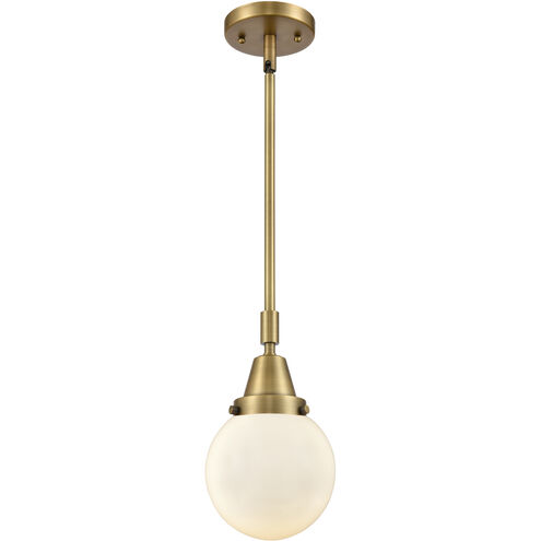 Beacon 1 Light 6 inch Brushed Brass Mini Pendant Ceiling Light in Matte White Glass
