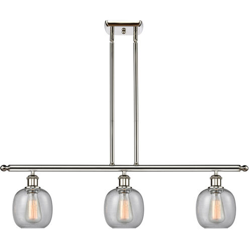 Ballston Belfast 3 Light 36 inch Polished Nickel Island Light Ceiling Light in Seedy Glass, Ballston