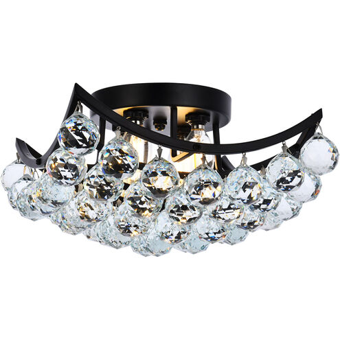 Corona 4 Light 12 inch Black Flush Mount Ceiling Light in Royal Cut