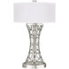 Allegretto 32 inch 150 watt Silver Table Lamp Portable Light in Silver Leaf, White Fabric