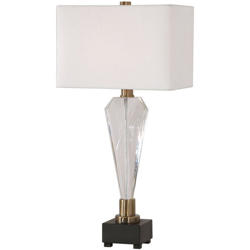 Cora 30 inch 150 watt Crystal and Antique Brass Table Lamp Portable Light