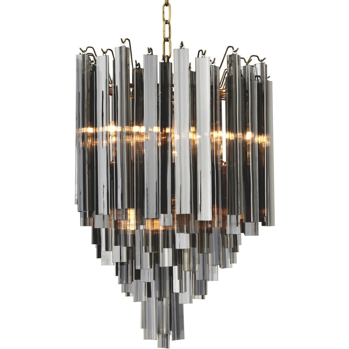 Salerno 4 Light 16.54 inch Antique Brass Chandelier Ceiling Light in Smoke Glass