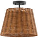 Wicker 3 Light 13 inch Matte Black Semi-Flush Mount Ceiling Light