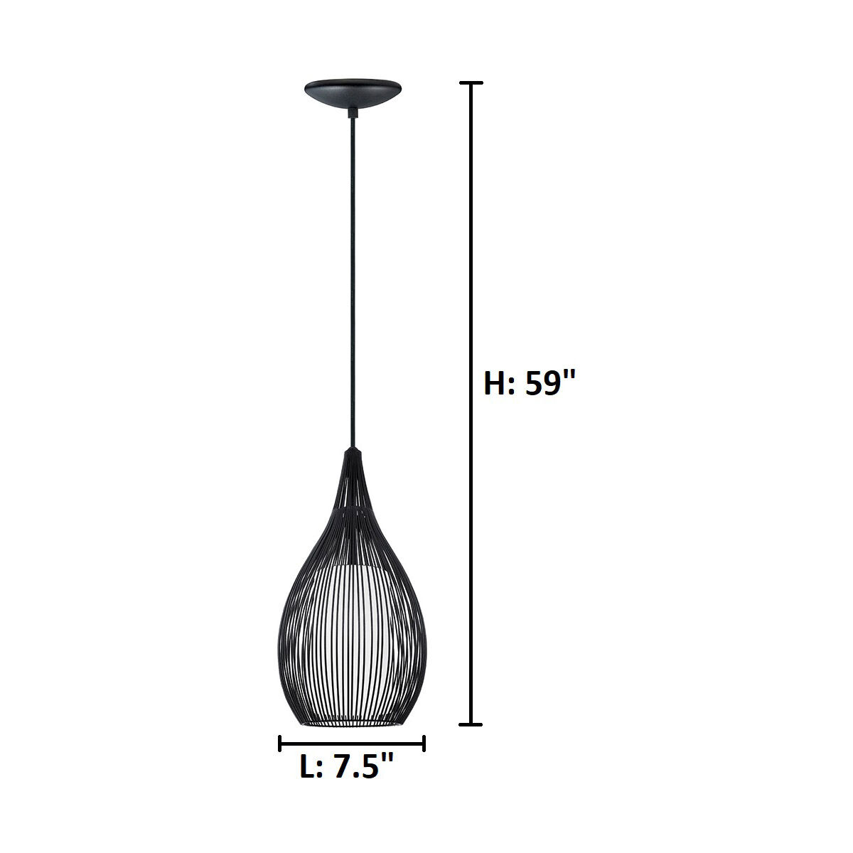 Razoni 1 Light 7.5 inch Black Mini Pendant Ceiling Light