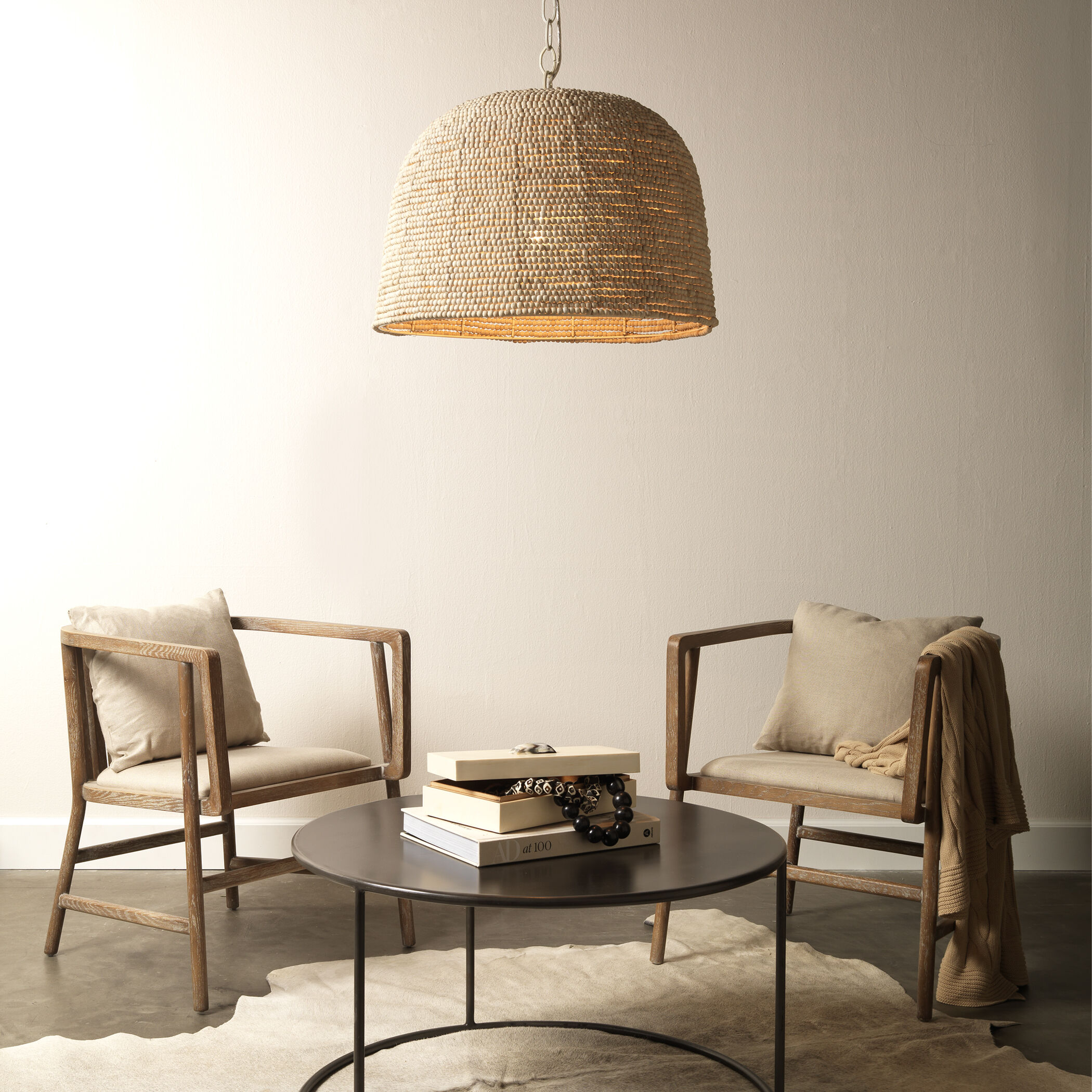 High 1 Light 22 inch Natural Pendant Ceiling Light