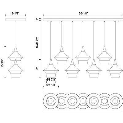 Alora Mood Emiko 7 Light 36.13 inch Matte Black Linear Pendant Ceiling Light