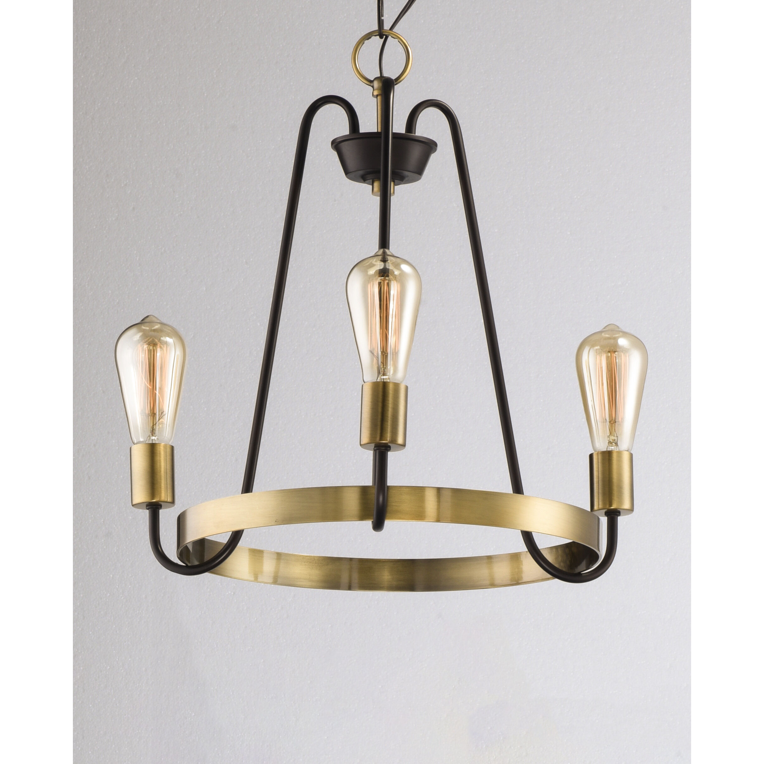 Haven 3 Light 18.5 inch Oil Rubbed Bronze/Antique Brass Single-Tier Chandelier Ceiling Light in Oil Rubbed Bronze and Antique Brass