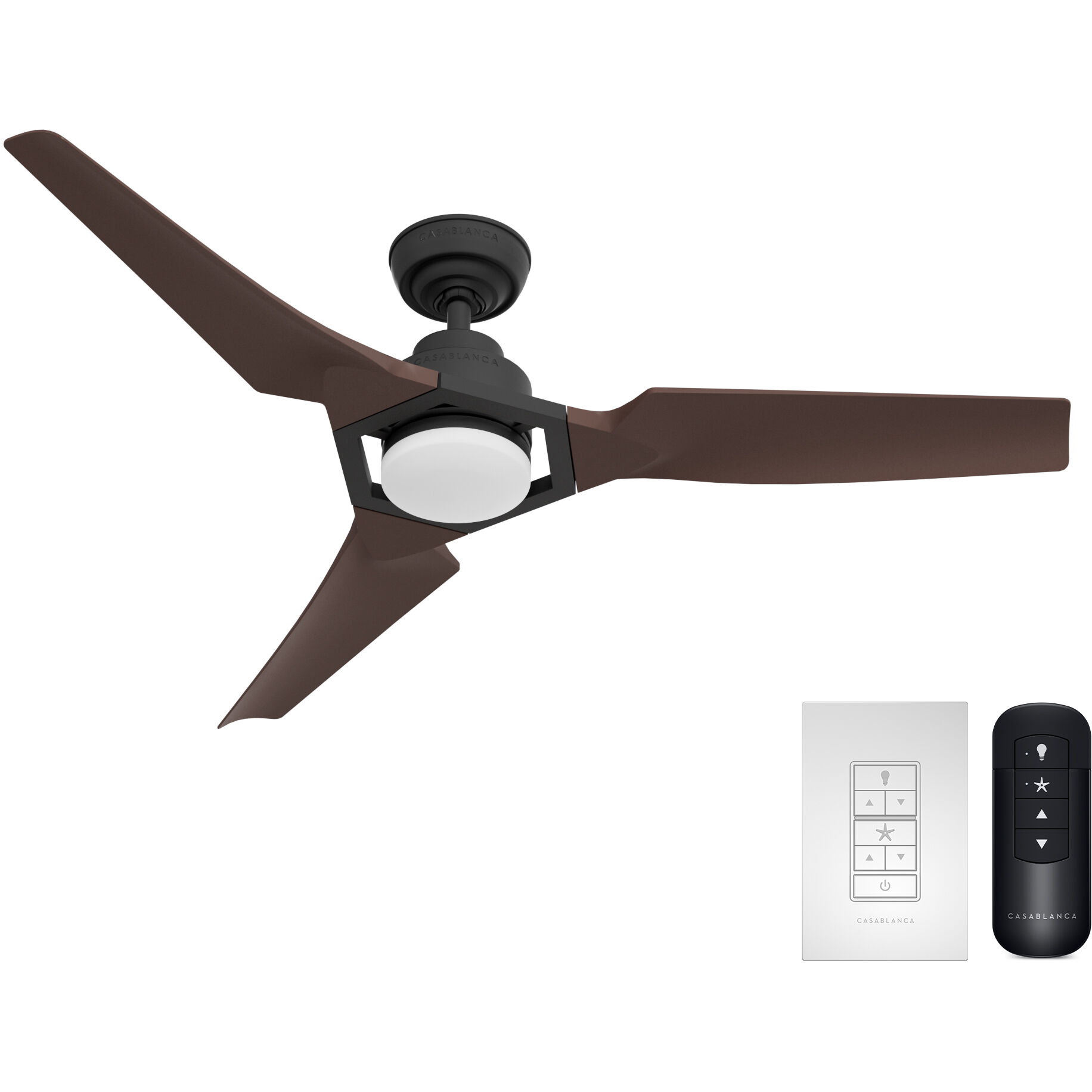 Eula 52 inch Matte Black with Chestnut Blades Outdoor Ceiling Fan