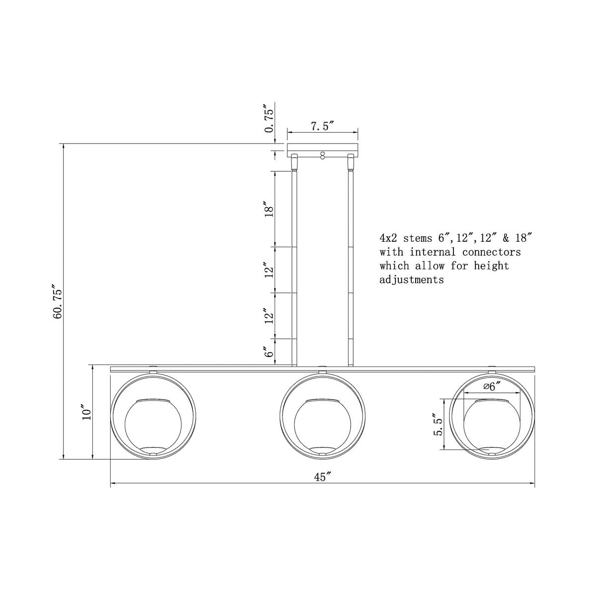 Signature 3 Light 45 inch Antique Bronze Island Pendant Ceiling Light