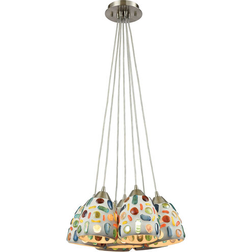 Gemstone 7 Light 28 inch Satin Nickel Multi Pendant Ceiling Light, Configurable