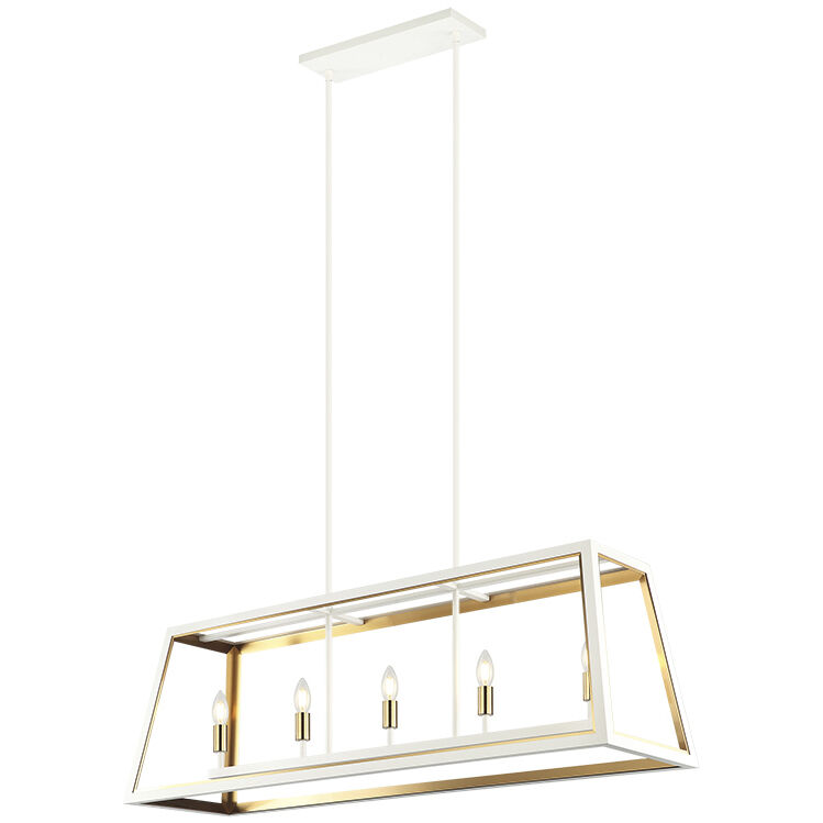 Rosalie 5 Light 12 inch White and Aged Gold Brass Pendant Ceiling Light