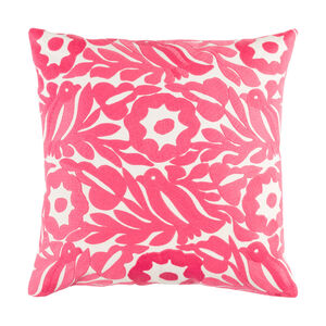 Pallavi 22 X 22 inch Cream and Bright Pink Throw Pillow