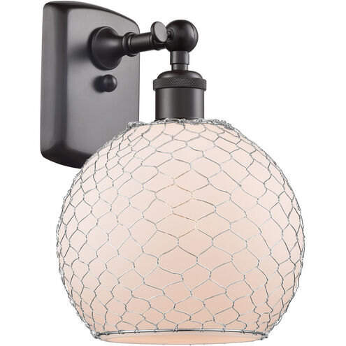 Ballston Farmhouse Chicken Wire 1 Light 8 inch Oil Rubbed Bronze Sconce Wall Light, Ballston
