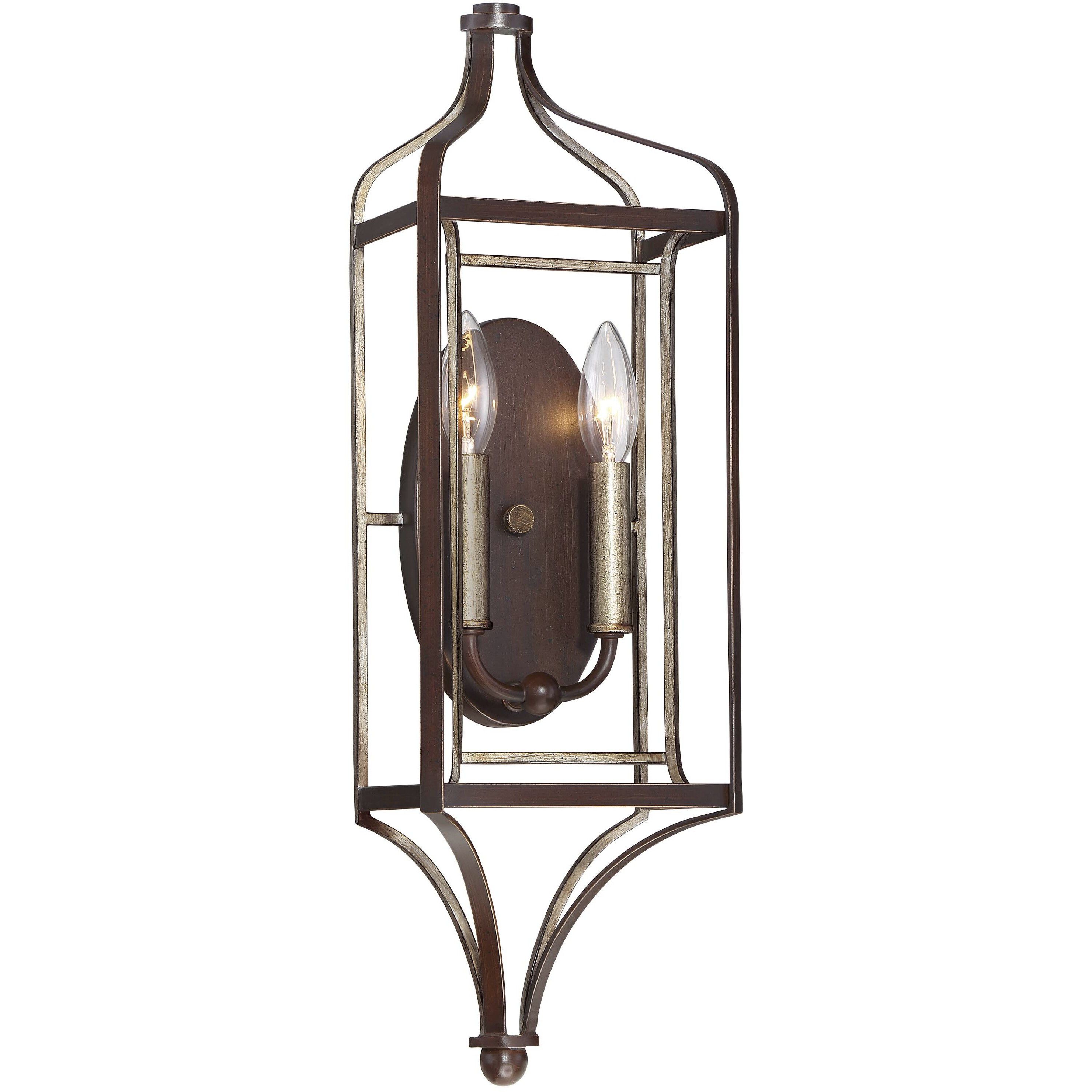 Astrapia 2 Light 7 inch Dark Rubbed Sienna/Aged Silver Wall Sconce Wall Light