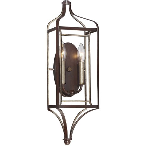 Astrapia 2 Light 7 inch Dark Rubbed Sienna/Aged Silver Wall Sconce Wall Light
