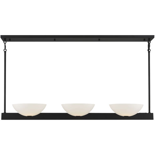 Fallon 3 Light 45 inch Matte Black Linear Chandelier Ceiling Light, Essentials