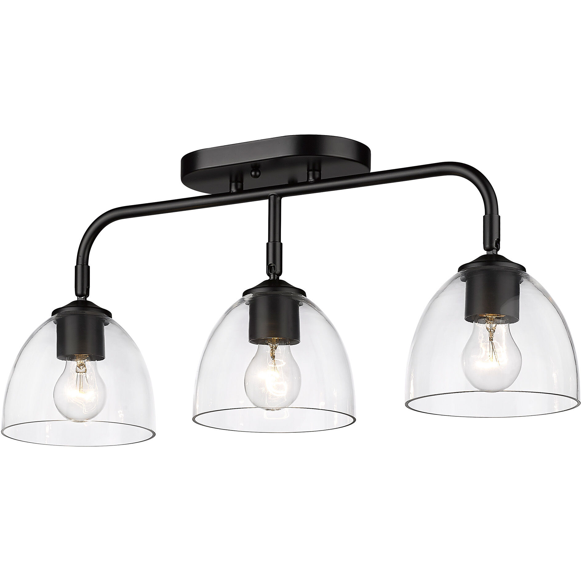 Roxie 3 Light 24.63 inch Matte Black Semi-Flush Mount Ceiling Light