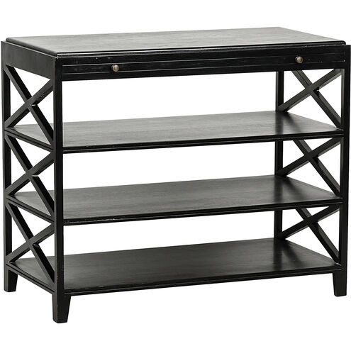 Sutton 36 X 30 inch Hand Rubbed Black Side Table, Criss-Cross