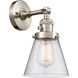 Franklin Restoration Small Cone 1 Light 6 inch Brushed Satin Nickel Sconce Wall Light in Seedy Glass, Franklin Restoration