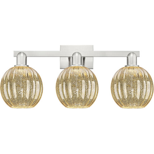 Preston 3 Light 26 inch Brushed Satin Nickel Bath Vanity Light Wall Light in Mercury Glass