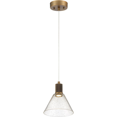 Port Nine LED 8 inch Antique Brushed Brass Pendant Ceiling Light in Seeded