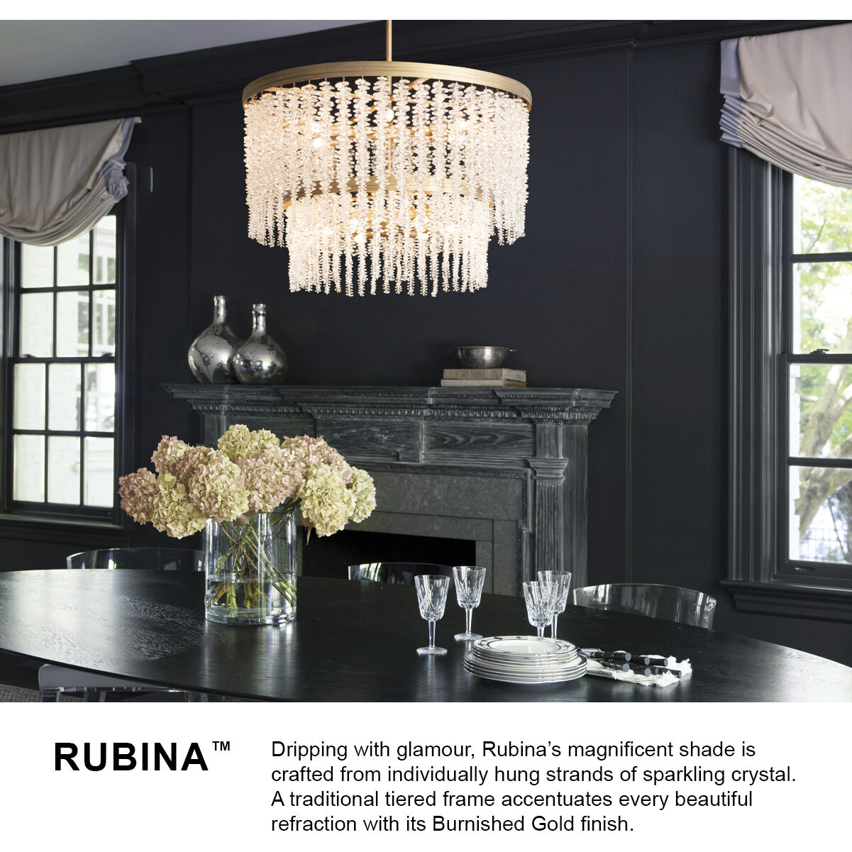 Rubina 6 Light 48 inch Burnished Gold Chandelier Ceiling Light