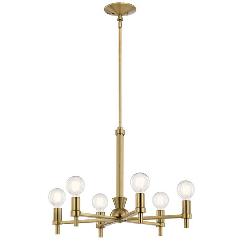 Torvee 6 Light 25 inch Brushed Natural Brass Chandelier Ceiling Light, 1 Tier Medium