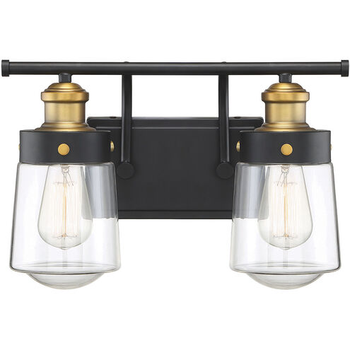 Macauley 2 Light 14.5 inch Vintage Black with Warm Brass Vanity Light Wall Light