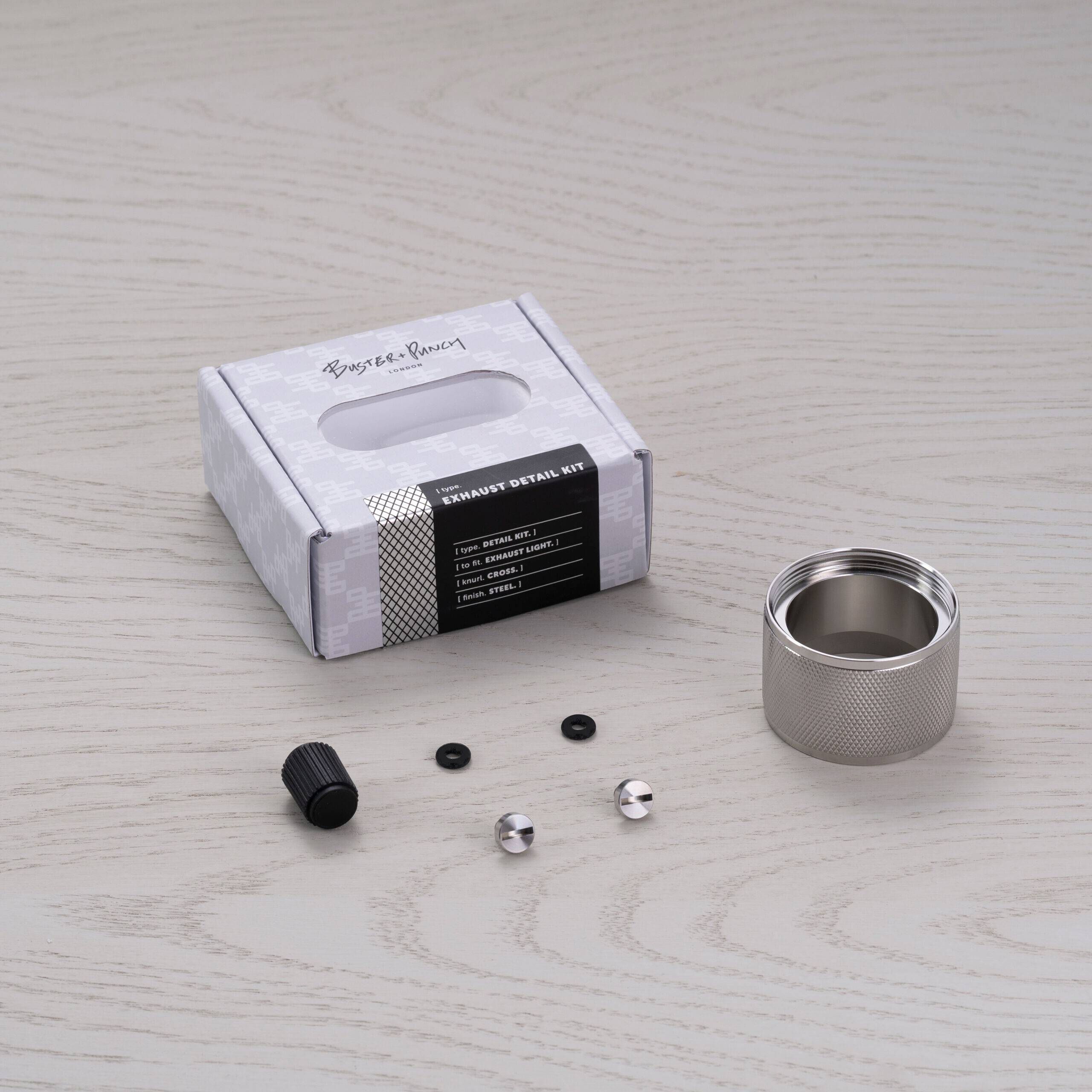 Exhaust Steel Spotlight Ceiling Light, Detail Kit