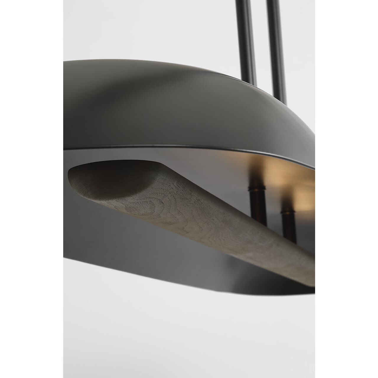 Anne-Marie Barton Remi Linear Pendant Ceiling Light in Matte Carbon and Warm Walnut