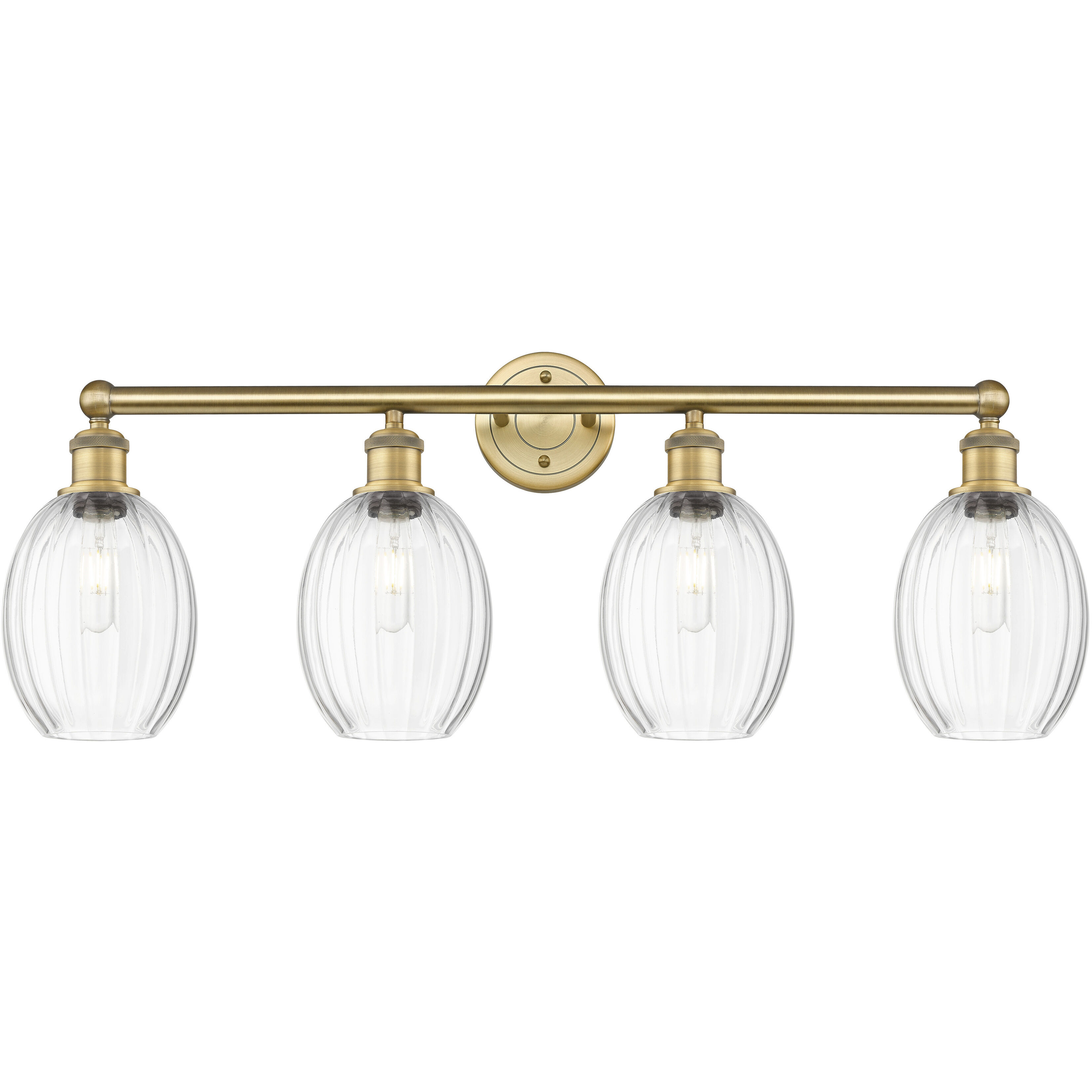 Edison Preston 4 Light 33.25 inch Brushed Brass Bath Vanity Light Wall Light in Clear